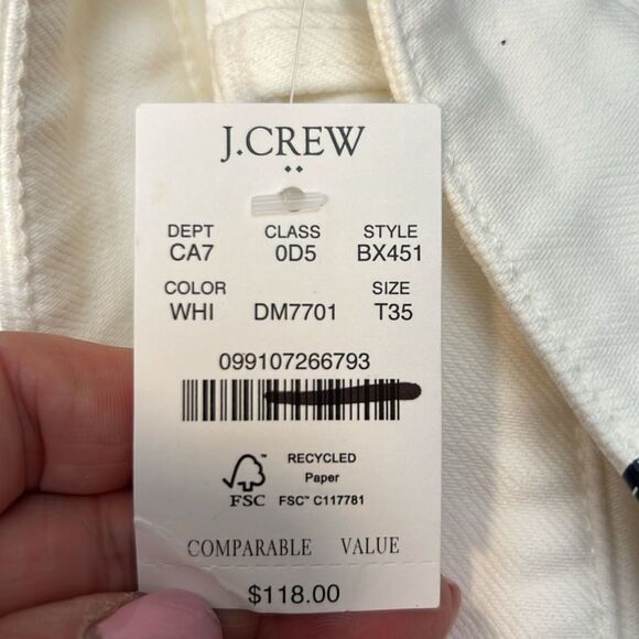 J. Crew Factory BX451 Curvy essential straight white jean stretch size 35Tall - Picture 8 of 13